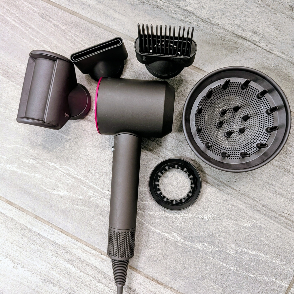 Dyson Supersonic Hair Dryer with Attachments--Iron/Fuchsia